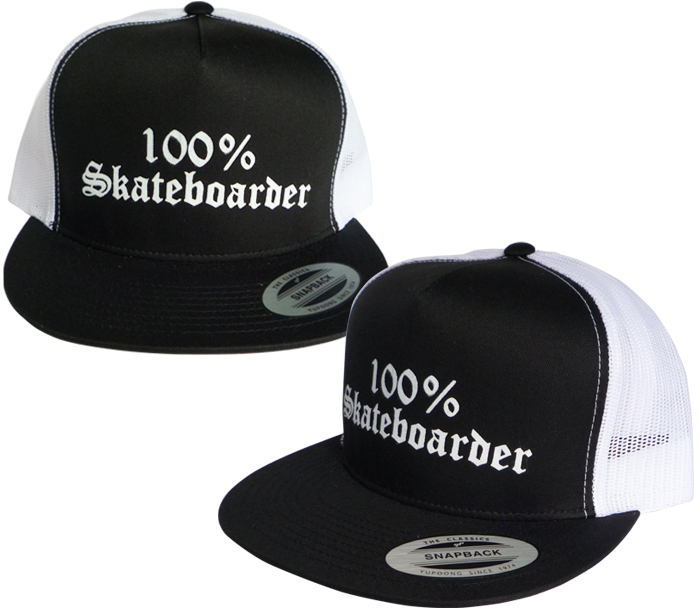100%SkateboarderLogoMeshCapBlkWH